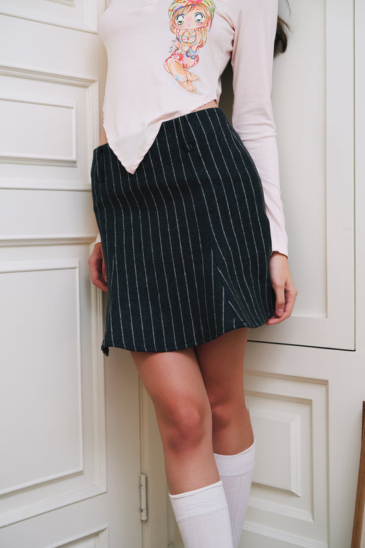 Blair Pinstripe Wool Skirt